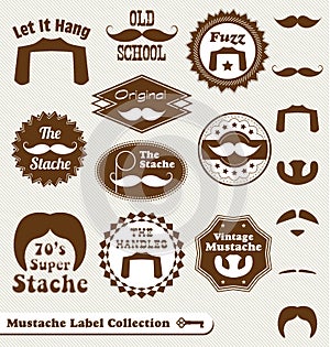 Retro Mustache Labels and Stickers