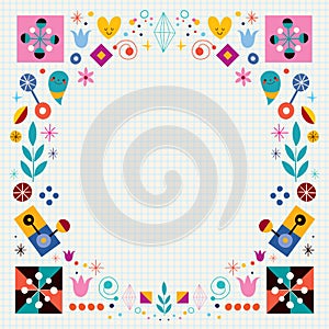 Retro nature abstract art frame border background