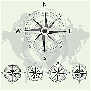 Retro nautical compass. Retro design