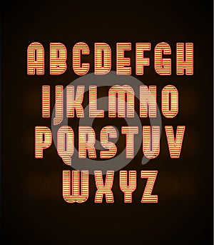 Retro neon glowing font eps 10