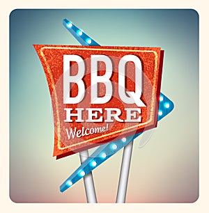 Retro Neon Sign BBQ