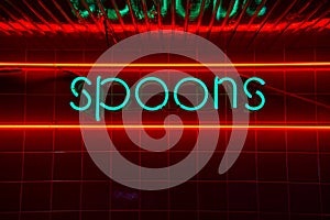 Retro Neon Spoons Restaurant Sign  on Tile