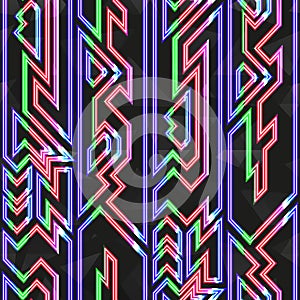 Retro neon stripes. Seamless pattern