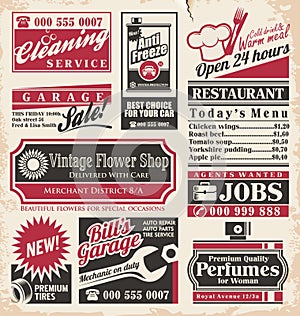 Retro newspaper ads design template photo