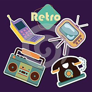 Retro and nostalgic background with old devices Vector
