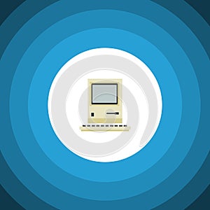 Retro Notebook Flat Icon. Computing Vector Element Can Be Used For Retro, Computer, Computing Design Concept.