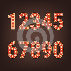 Retro numbers with light bulbs