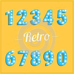 Retro numbers with light bulbs