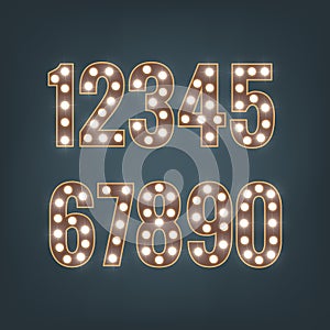 Retro numbers with light bulbs