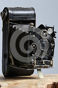 A retro old bellows camera