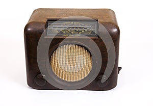 Retro old brown radio isolated