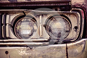 Retro old car headlight