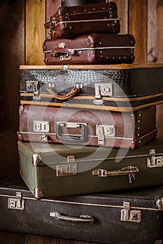 Retro old classic leather suitcases