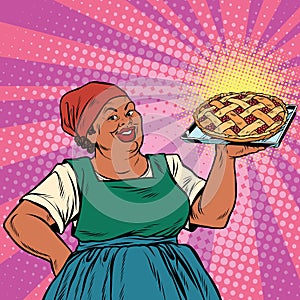 Retro old female African-American berry pie