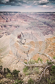 Retro old film stylized postcard from Grand Canyon National Park