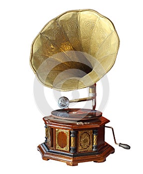 Retro old gramophone with horn