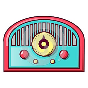 Retro old radio icon, cartoon style