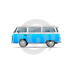 Retro and old van. Vector isolated illustration.