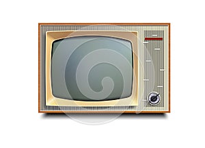 Retro old vintage television on white background