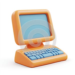 Cute Orange Retro Computer, A Fun 3D Render