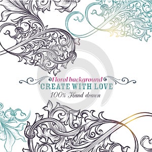 Retro ornamental vector background with engraved ornaments photo
