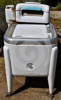 Retro outdated wringer washing machine photo