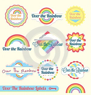 Retro Over the Rainbow Labels and Stickers