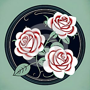 retro painted valentine roses print