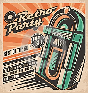 Retro party invitation design photo