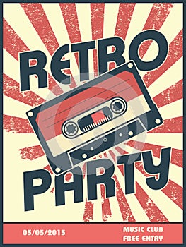 Retro party music poster design with vintage style