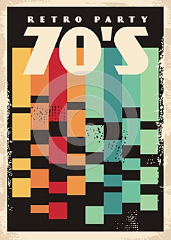 Retro party poster design with colorful stripes