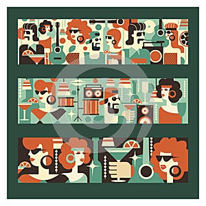 Retro party. Poster in the style of 60-70 years. Vector illustration in retro style-09