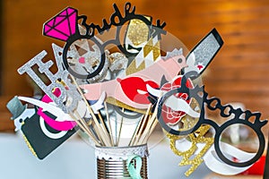 Retro Party set Glasses, hats, lips, mustaches, masks design photo booth party wedding funny pictures
