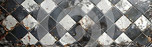 Retro Patchwork Chessboard Wall: Gray & White Lozenge Tiles on Concrete - Seamless Texture for Vintage Design