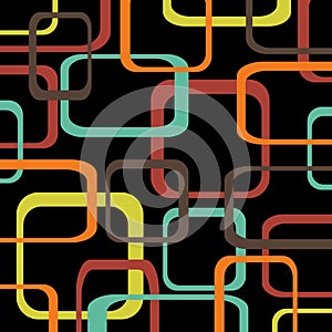 Retro pattern black background with squares - rounded