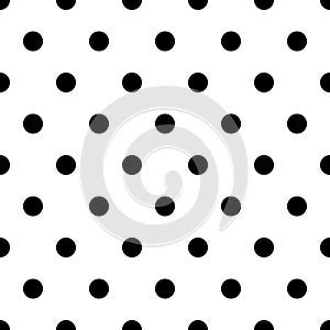 Retro pattern with black polka dots on white background