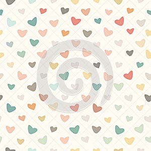 Retro Pattern with Colorful Hearts