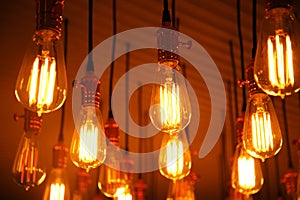 Retro pattern light bulb lamp hanging background