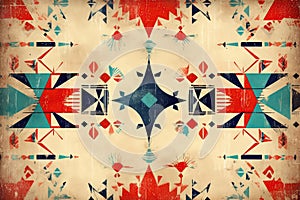 Retro Pattern On Old Paper Texture. Generative AI