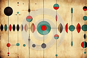 Retro Pattern On Old Paper Texture. Generative AI