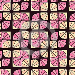 Retro pattern with seamless geometric ornament. Background for tiles or wallpaper. Repeating decorative pattern in pink