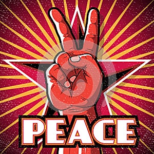 Retro Peace Hand Poster.