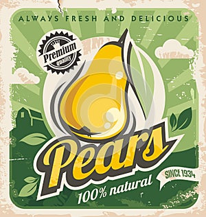 Retro pear poster design