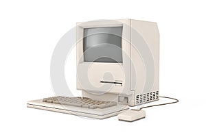 Retro Personal Computer. The System Unit, Monitor, Keyboard and Mouse. 3d Rendering