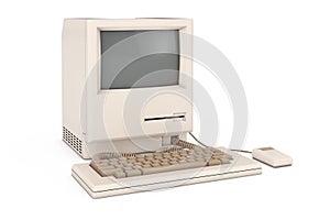Retro Personal Computer. The System Unit, Monitor, Keyboard and Mouse. 3d Rendering