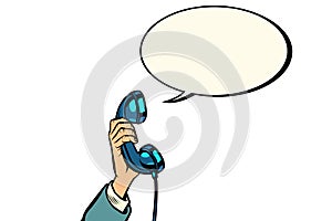 Retro phone handset in male hand