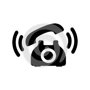 Retro phone icon in black with waves