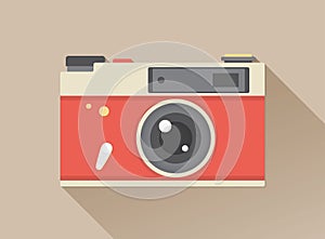 Retro photo camera icon. Flat design vector illustration
