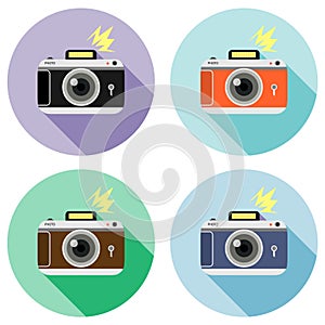 Retro photo camera. Set of retro cameras isolated on white background. Vector illustration.