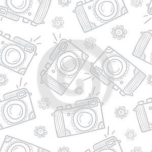 Retro photo cameras seamless background